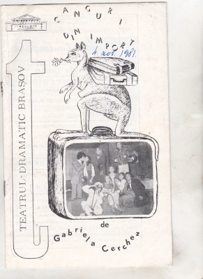 bnk rev Program Teatrul dramatic Brasov 1981 -Canguri din import foto