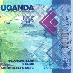 UGANDA █ bancnota █ 2000 Shillings █ 2010 █ P-50 █ AA0009600- █ UNC necirculata