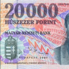 UNGARIA █ bancnota █ 20000 Forint █ 2007 █ P-193d █ UNC █ necirculata