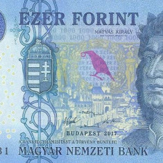 UNGARIA █ bancnota █ 1000 Forint █ 2017 █ P-203a █ UNC █ necirculata