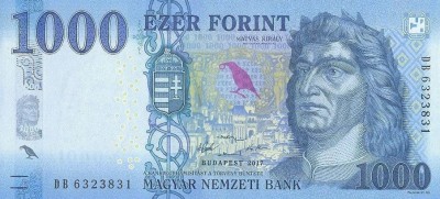 UNGARIA █ bancnota █ 1000 Forint █ 2017 █ P-203a █ UNC █ necirculata foto