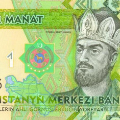 TURKMENISTAN █ bancnota █ 1 Manat █ 2009 █ P-22a █ UNC █ necirculata