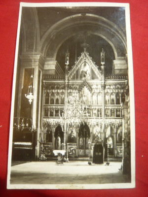 Ilustrata - Interiorul Bisericii Manastirea Bistrita- Valcea 1936 Foto Fischer foto