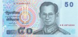 THAILANDA █ bancnota █ 50 Baht █ 2004 █ P-112 █ semnatura 78 █ UNC necirculata