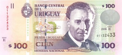 URUGUAY █ bancnota █ 100 Pesos Uruguayos █ 2008 █ P-88a █ UNC █ necirculata foto