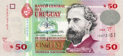 URUGUAY █ bancnota █ 50 Pesos Uruguayos █ 2003 █ P-84 █ UNC █ necirculata foto