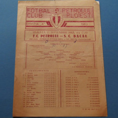 Program meci fotbal PETROLUL PLOIESTI - SC BACAU (17.09.1983)