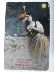 CARTE POSTALA - TEMA MILITARA ROMANTICA - INCEPUT DE 1900 foto