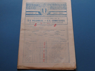 Program meci fotbal PETROLUL PLOIESTI - FC CONSTANTA (18.06.1983) foto