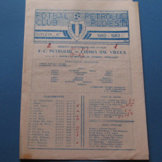 Program meci fotbal PETROLUL PLOIESTI - CHIMIA RM. VALCEA (16.10.1982)