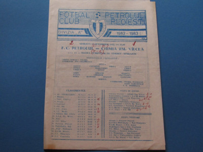 Program meci fotbal PETROLUL PLOIESTI - CHIMIA RM. VALCEA (16.10.1982) foto