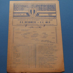 Program meci fotbal PETROLUL PLOIESTI - FC OLT (15.10.1983)