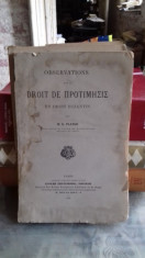 OBSERVATION SUR LE DROIT DE ?????????? EN DROIT BYZANTIN - M.G. PLATON (OBSERVATIE ASUPRA DREPTULUI LUI PROTIMISIS SI ASUPRA DREPTULUI BIZAN foto