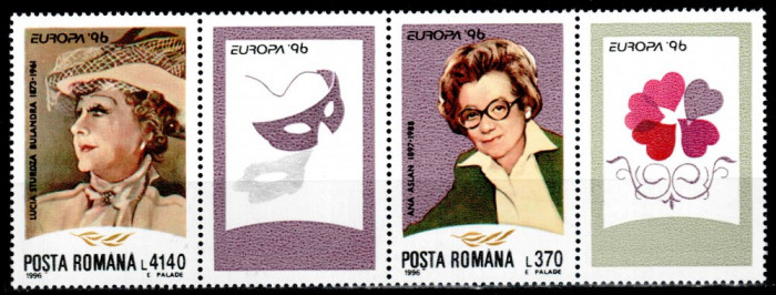 Romania 1996, LP 1407 a, EUROPA, straif cu 2 viniete, tip 2, MNH! LP 35,00 lei