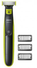 Aparat hibrid de barbierit si tuns barba Philips OneBlade QP2520/20 (Negru/Verde) foto