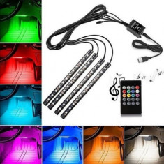 Kit Lumini ambientale de interior pentru Masina AUTO 4 benzi cu 12 Led foto