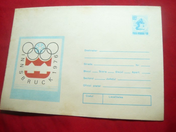 Plic ilustrat Olimpiada Innsbruck 1976 cod 44/75
