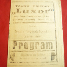 Program Teatru Cinema Luxor 1945 -Gradina Icoanei- Film 7 Fete indragostite