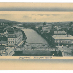 3335 - ORADEA, SYNAGOGUE, river Cris, bridge - old postcard - unused - 1912