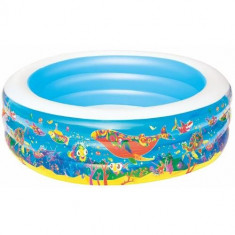 Piscina Gonflabila cu 3 Inele si Imprimeu Acvatic, 196 x 53 cm - VV25862 foto