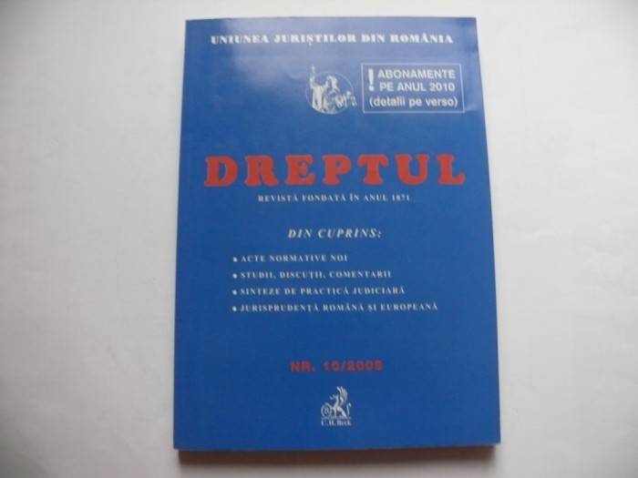 Revista Dreptul nr. 10/2009