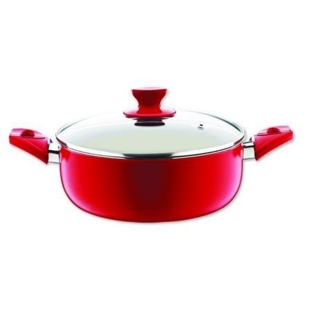 Cratita teflon alb cu capac de sticla 24cm FLORIA Cratita teflon alb cu capac de sticla 24cm FLORIA