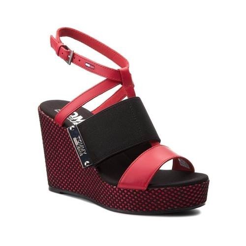 Sandale Femei Tommy Hilfiger Jeans Material Mix Wedge EN0EN00048611 Sandale Femei Tommy Hilfiger Jeans Material Mix Wedge EN0EN00048611