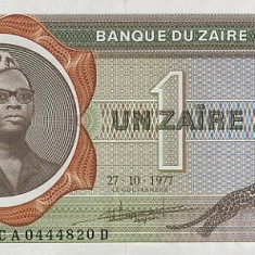 ZAIR █ bancnota █ 1 Zaire █ 1977 █ P-18b █ UNC █ necirculata