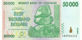 ZIMBABWE █ bancnota █ 50000 50.000 Dollars █ 2008 █ P-74 █ UNC █ necirculata