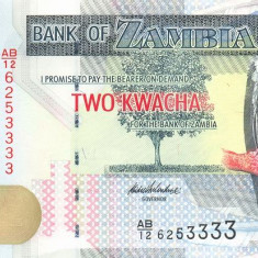 ZAMBIA █ bancnota █ 2 Kwacha █ 2012 █ P-49a █ UNC █ necirculata