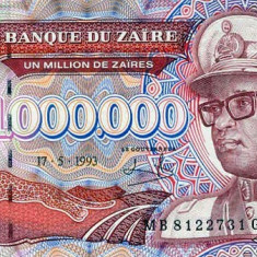 ZAIR █ bancnota █ 1.000.000 1000000 Zaires █ 1993 █ P-45b █ UNC █ necirculata