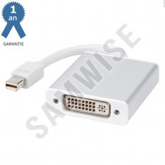 Adaptor DeTech mini DisplayPort tata - DVI mama, Alb foto