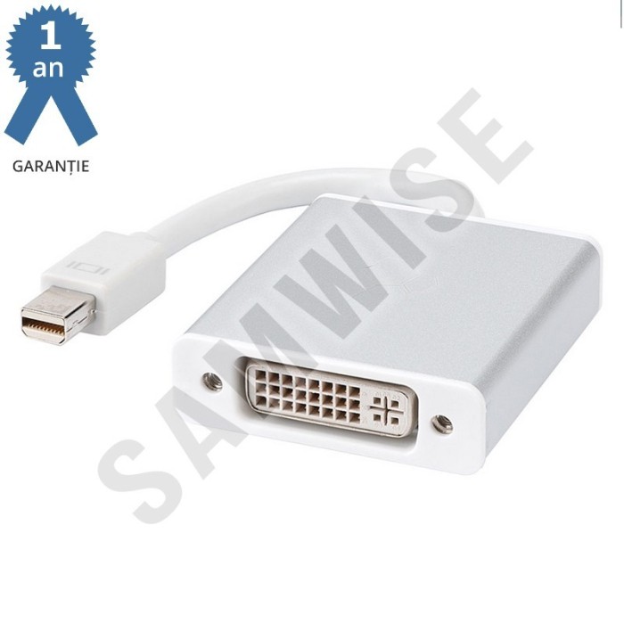 Adaptor DeTech mini DisplayPort tata - DVI mama, Alb foto mare Adaptor DeTech mini DisplayPort tata - DVI mama, Alb foto mare