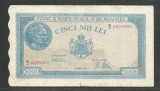 ROMANIA 5000 5.000 LEI 20 MARTIE 1945 [24] P-55 , Filigran Vertical