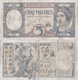 1927, 5 piastres (P-49a) - Indochina Franceză! (CRC: 81%)