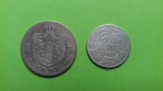 Lot moneda argint 1 leu 1885 / 50 bani 1884 foto