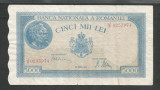 ROMANIA 5000 5.000 LEI 20 MARTIE 1945 [19] P-55 , VF , Filigran Vertical