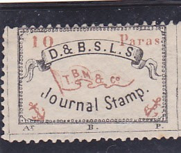 T.B.MORTON &amp;amp; CO,JURNAL STAMP,D. &amp;amp; B.S.L.S. ,10 PARAS,1870/72,MINT,ROMANIA-TURKEI foto