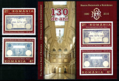 Romania 2010, LP 1877 + a, BNR 130 de ani, serie + bloc de 2, MNH! LP 16,42 lei foto