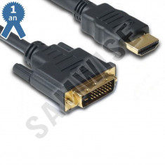 Cablu DeTech HDMI tata - DVI tata, 10m, Calitate superioara, Ferrite, Negru foto