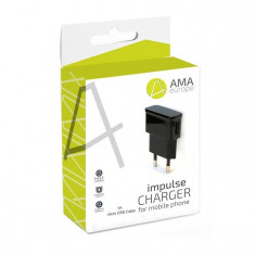 Incarcator 1A + Cablu MicroUSB (Negru) AMA foto