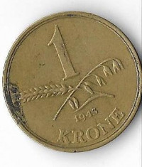 Moneda 1 krone 1943 - Danemarca foto