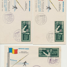 Romania 3 FDC Exil 1962 Jocuri Atletism supratipar set dantelat Olimpiada Roma