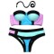 Costum de baie multicolor cu push up