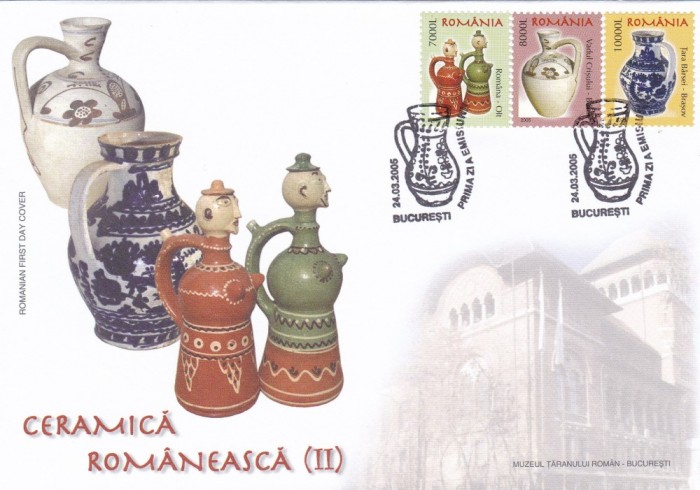 ROMANIA 2005 LP 1677 CERAMICA ROMANEASCA II FDC foto mare ROMANIA 2005 LP 1677 CERAMICA ROMANEASCA II FDC foto mare