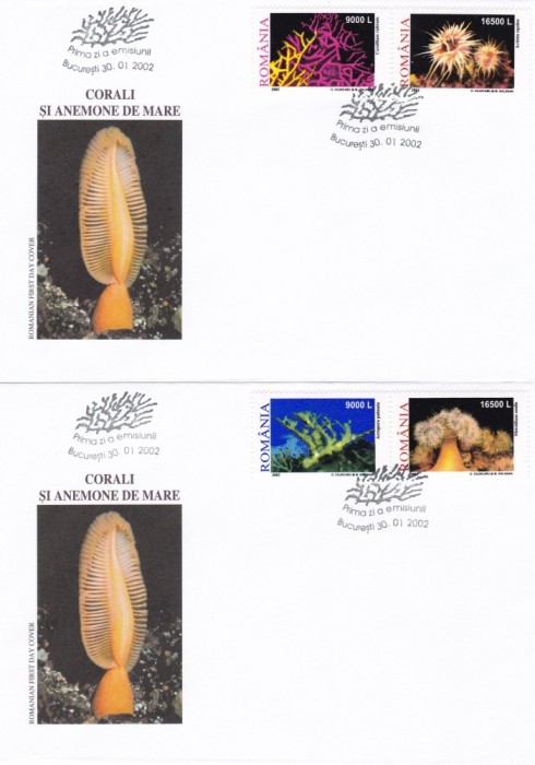 ROMANIA 2002 LP 1577 CORALI SI ANEMONE DE MARE FDC ROMANIA 2002 LP 1577 CORALI SI ANEMONE DE MARE FDC