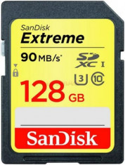 Card de memorie SanDisk Extreme SDXC, UHS-3, 128GB, Clasa 10, 90 MB/s foto
