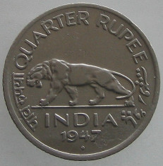 INDIA BRITNICA KM#548 - QUARTER RUPEE 1947 , KING GEORGE VI foto