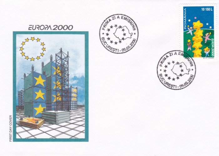 ROMANIA 2000 LP 1512 EUROPA 2000 STELE SI COPII FDC ROMANIA 2000 LP 1512 EUROPA 2000 STELE SI COPII FDC