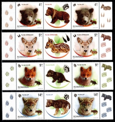Romania 2012, LP 1960 + c, Pui de animale, straif de 3 (2 + vinieta), MNH! foto